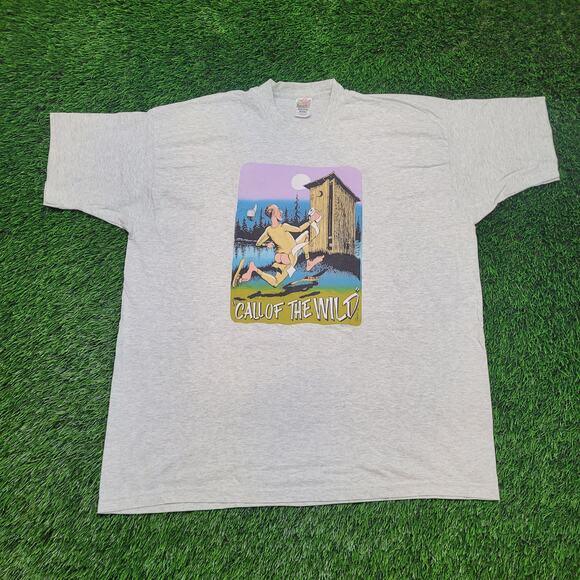 VTG 90s Call of the Wild Funny Potty T-Shirt Mens XXL Outhouse Humor - Picture 1 of 7